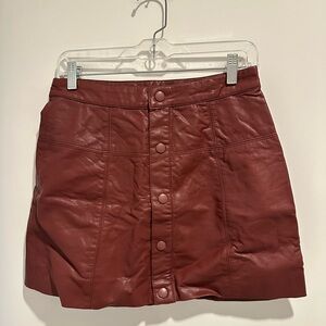 NWT Free People Maisie Vegan Leather Mini Skirt Rust Red Size 6
